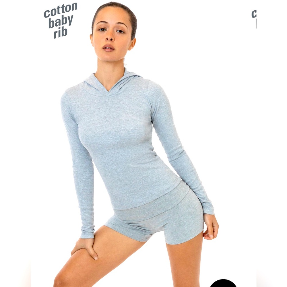 LA Apparel Cotton Baby Rib Long Sleeve Hoodie M